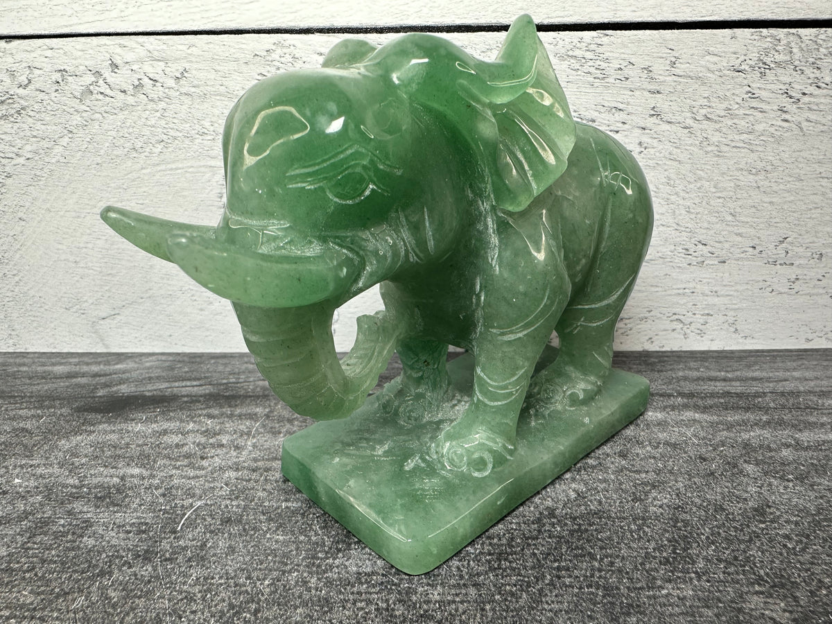 Elephant (5&quot;) Green Aventurine (Large Carved Natural Crystal Animal)