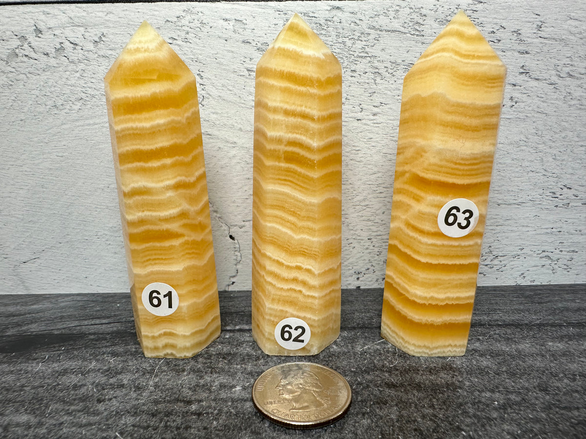 Banded Orange Calcite Tower (Natural Crystal Towers