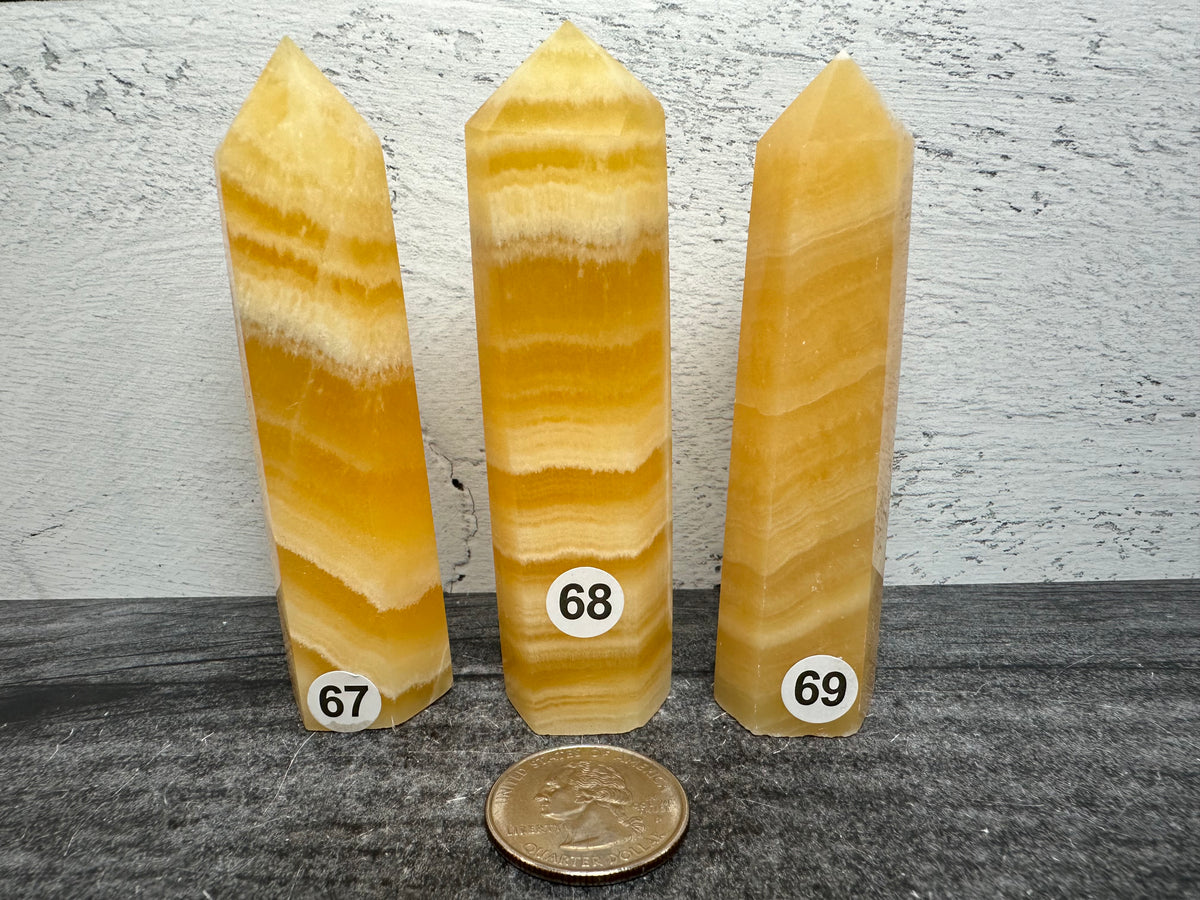 Banded Orange Calcite Tower (Natural Crystal Towers