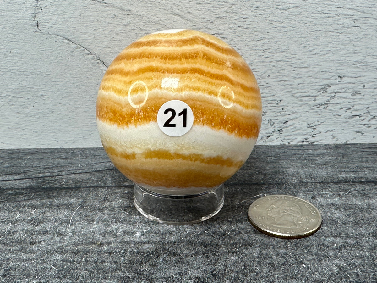 Banded Orange Calcite Sphere (Natural Crystal)