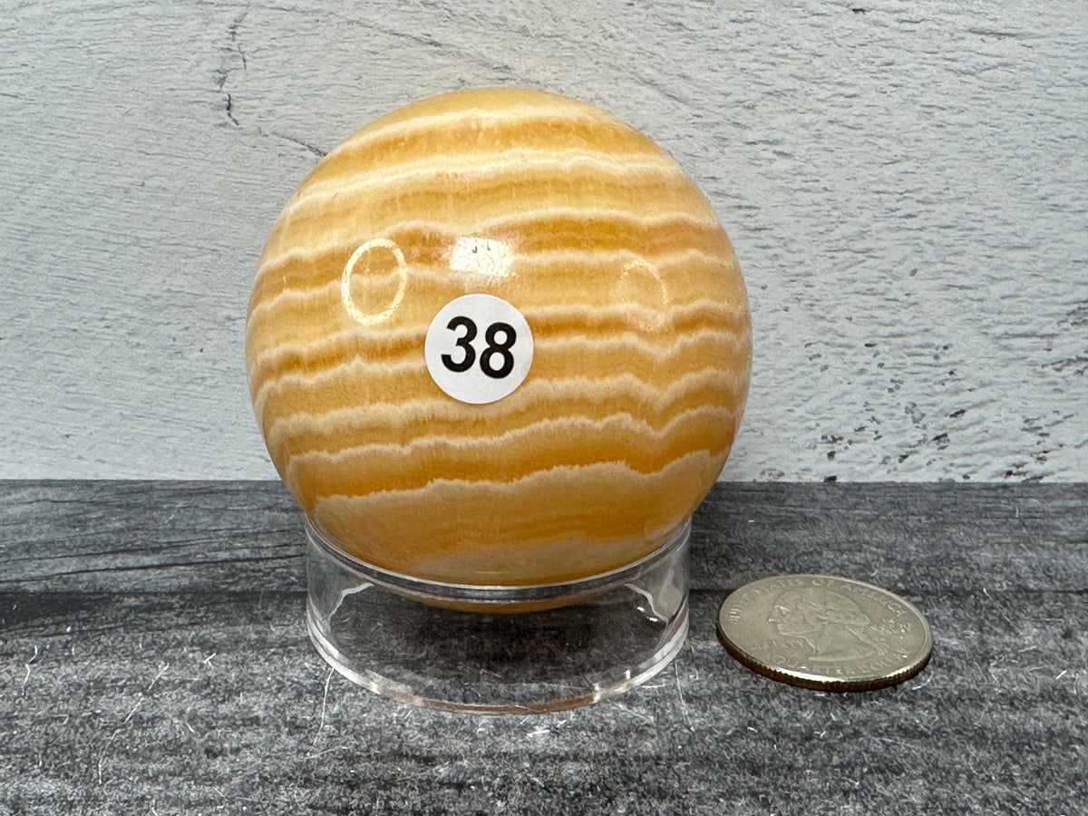 Banded Orange Calcite Sphere (Natural Crystal)