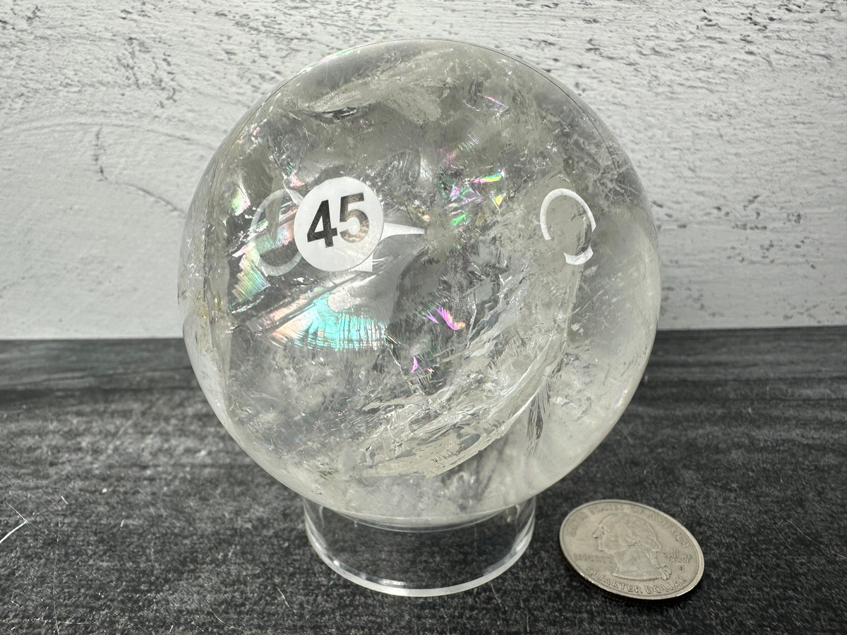 Clear Quartz with Rainbows Sphere #45 (Natural Crystal)