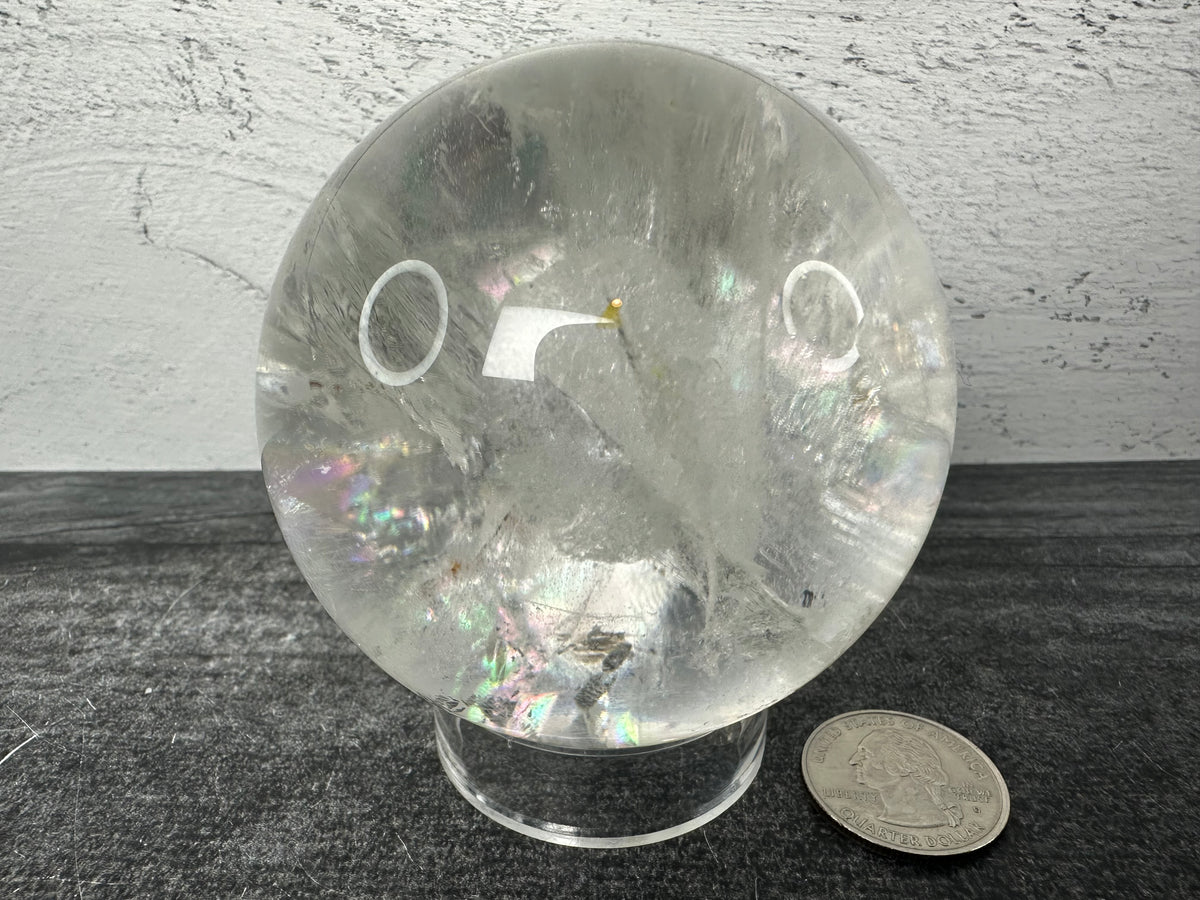 Clear Quartz with Rainbows Sphere #45 (Natural Crystal)