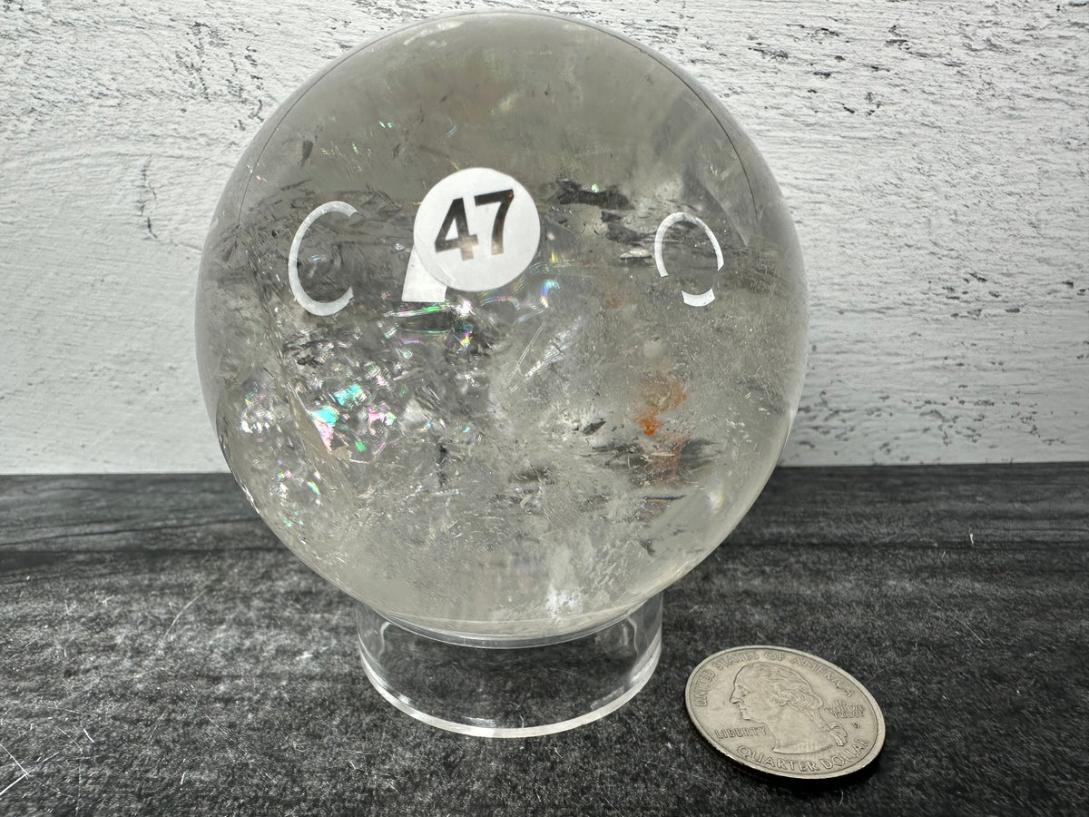 Clear Quartz with Rainbows Sphere #47 (Natural Crystal)