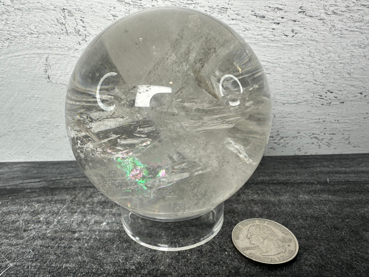 Clear Quartz with Rainbows Sphere #47 (Natural Crystal)