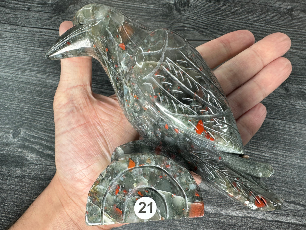 Bird (5&quot;) African Bloodstone (Large Carved Natural Crystal Animal)