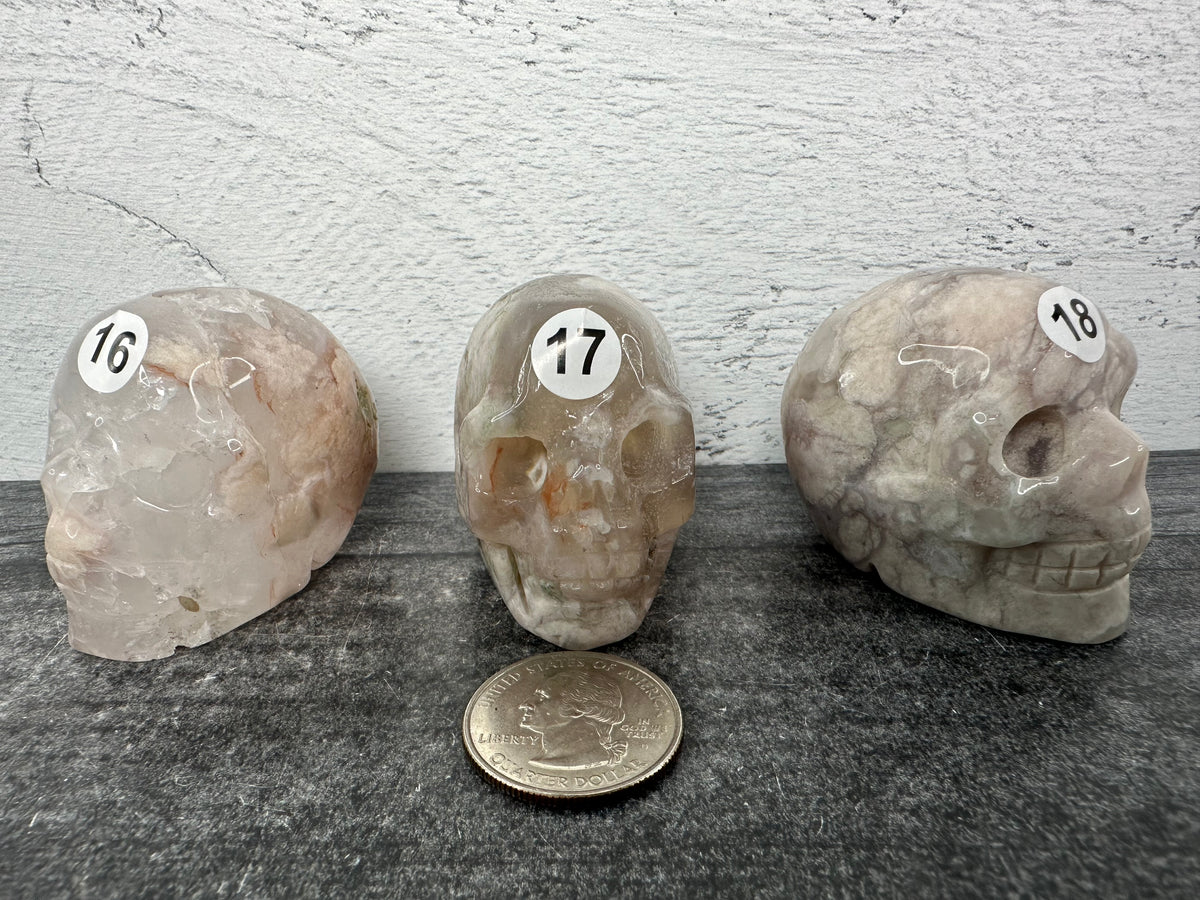 Flower Agate Skull (2&quot;) Carved Natural Crystal