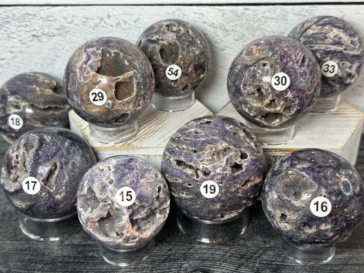 Purple Druzy Sphalerite Sphere (Natural Crystal)