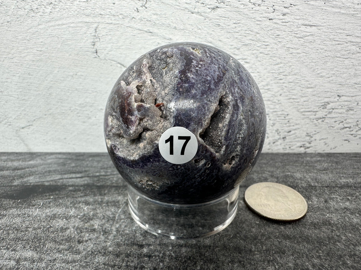 Purple Druzy Sphalerite Sphere (Natural Crystal)