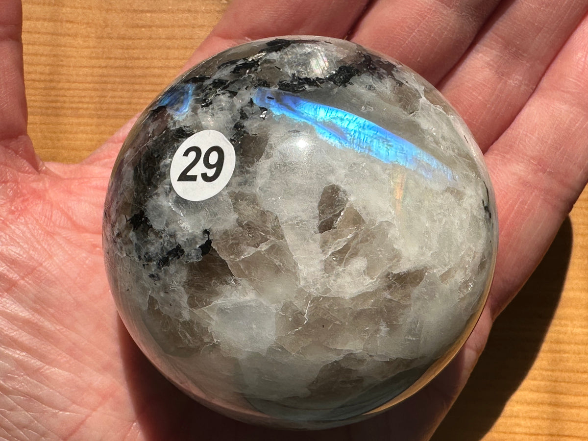 Blue Flash Rainbow Moonstone Sphere (Natural Crystal)