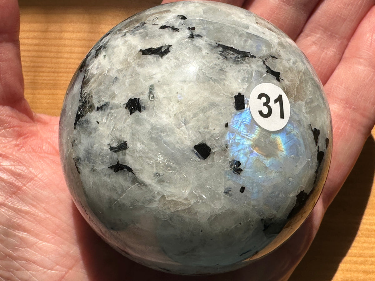 Blue Flash Rainbow Moonstone Sphere (Natural Crystal)