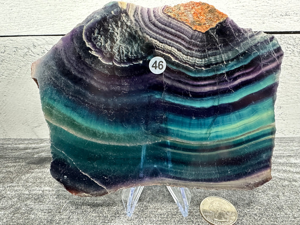 Rainbow Fluorite Slab (Natural Crystal) with Stand