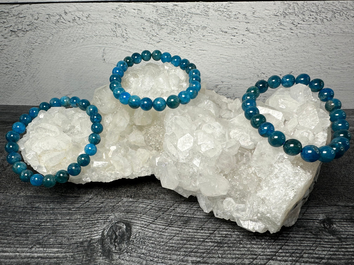 Blue Apatite Bracelet (8mm) Natural Crystal