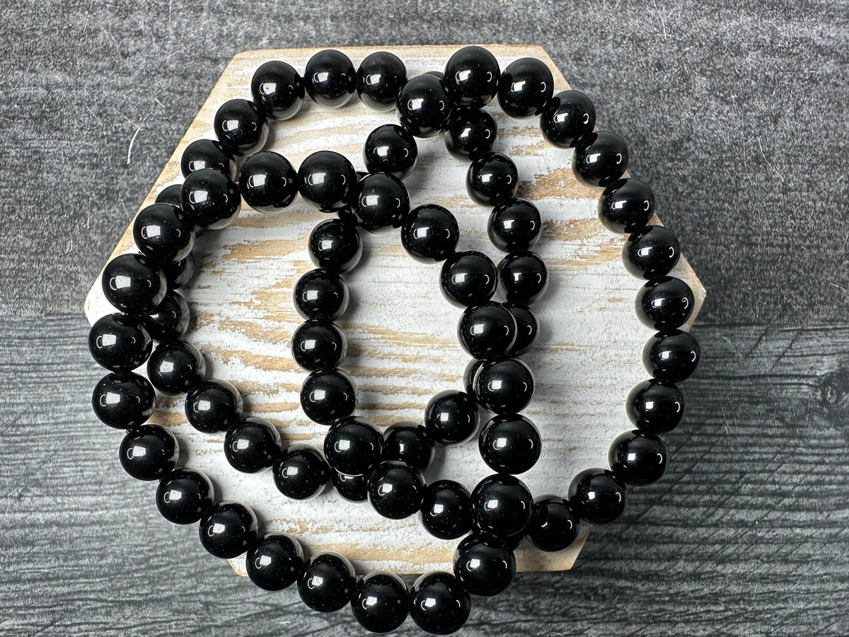 Black Obsidian Bracelet (8mm) Natural Crystal
