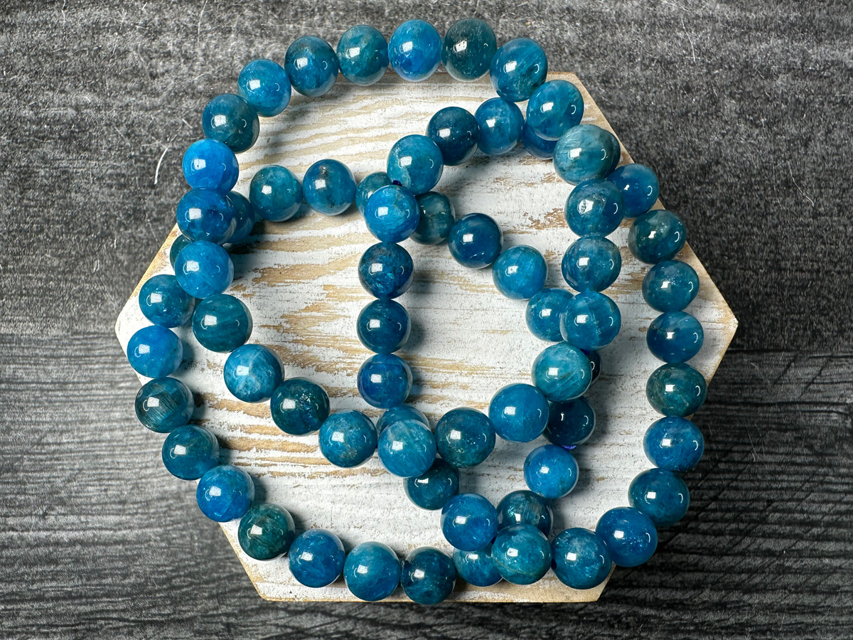 Blue Apatite Bracelet (8mm) Natural Crystal