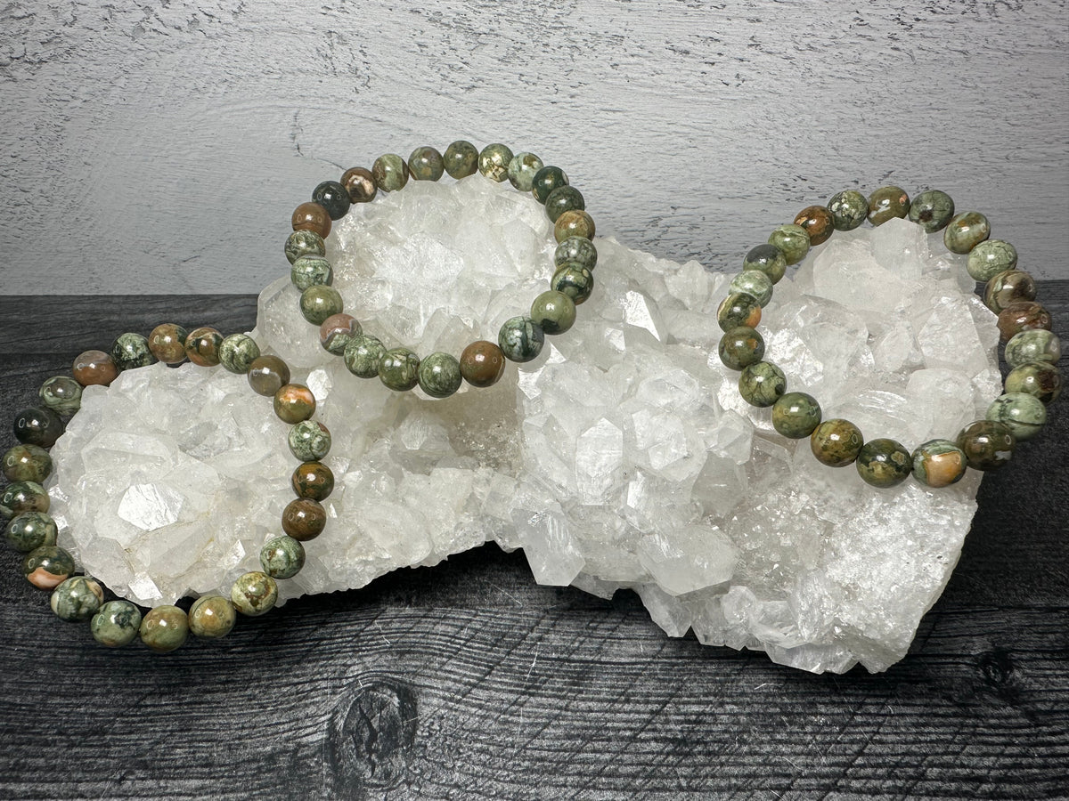 Rhyolite (Rainforest Jasper) Bracelet (8mm) Natural Crystal
