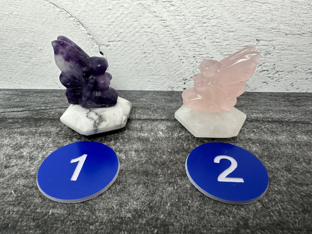 Fairy (1.1&quot;) with Hexagon (1.2&quot;) Carved Natural Crystal Figure