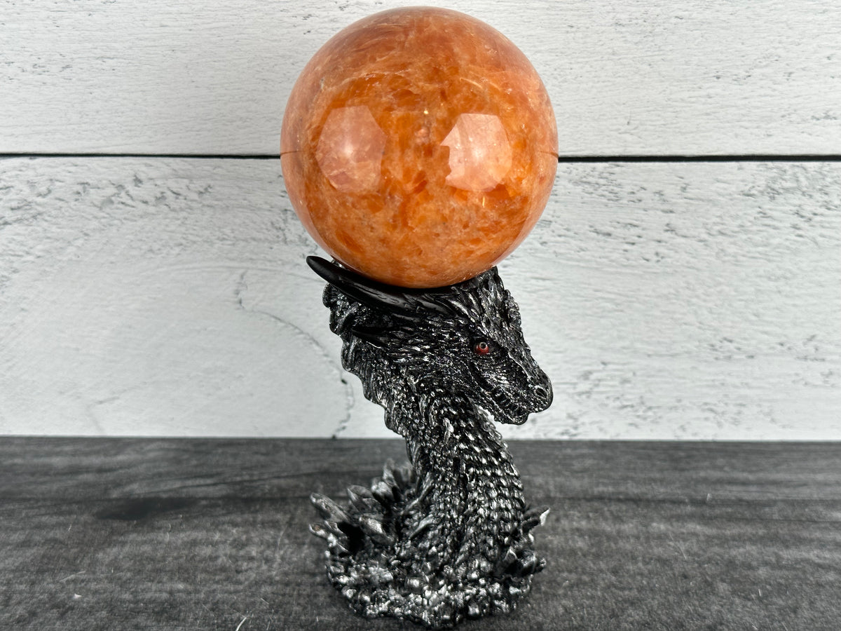 Dragon Head with Spikes Crystal Sphere Stand