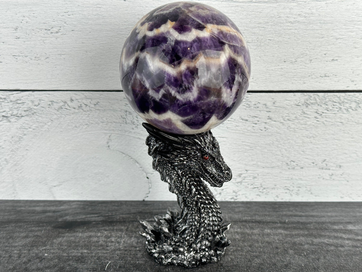 Dragon Head with Spikes Crystal Sphere Stand