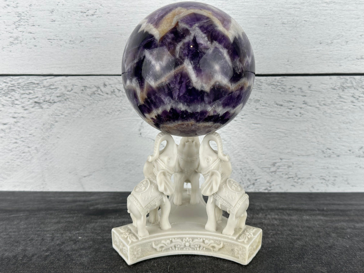 Triple Elephant Crystal Sphere Stand