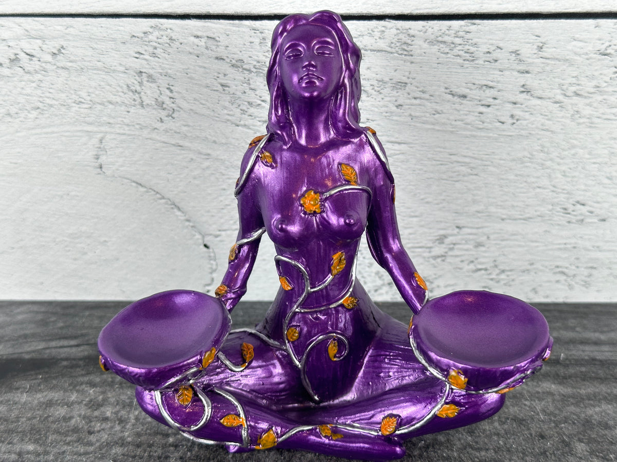 Mother Earth Goddess (4.5&quot;) Double Crystal Sphere Stand