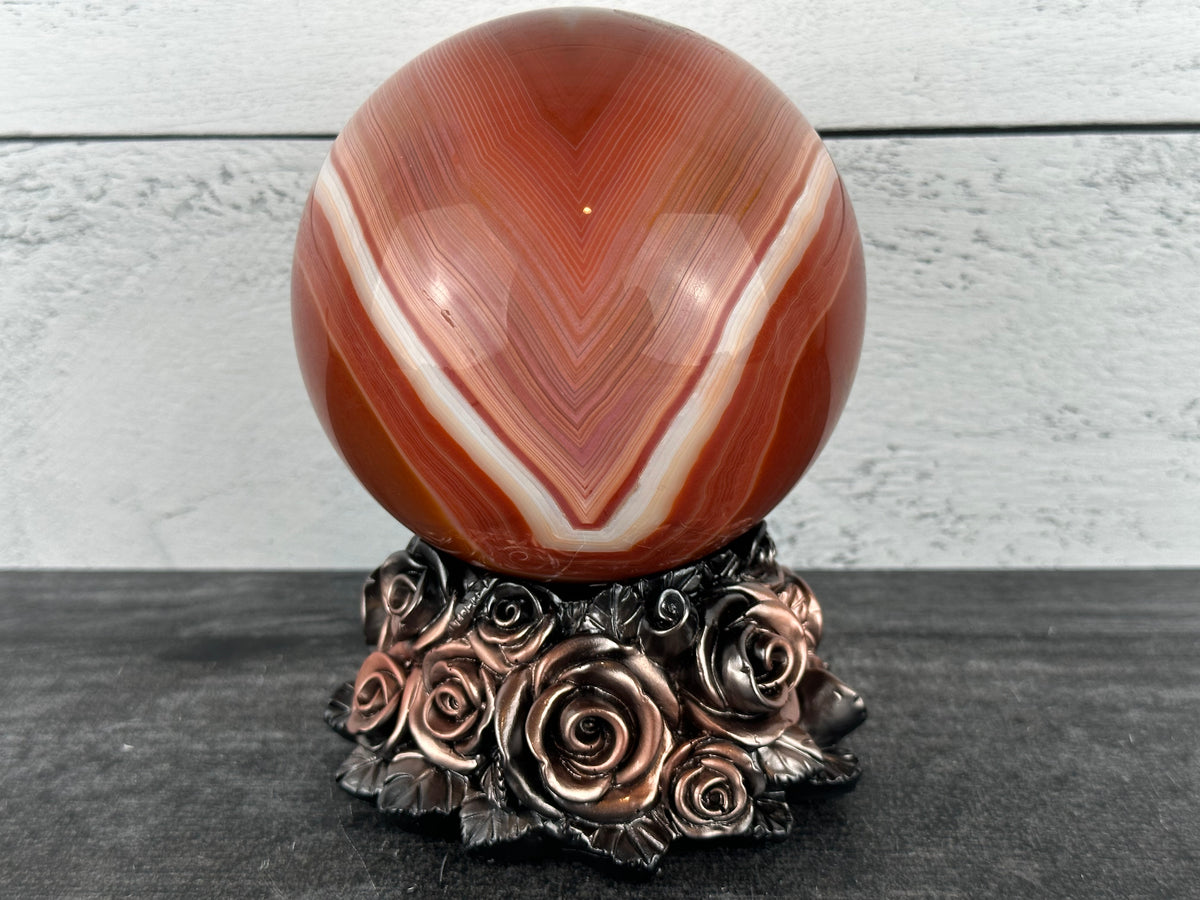 Rose Flowers (4&quot;) Large Crystal Sphere Stand