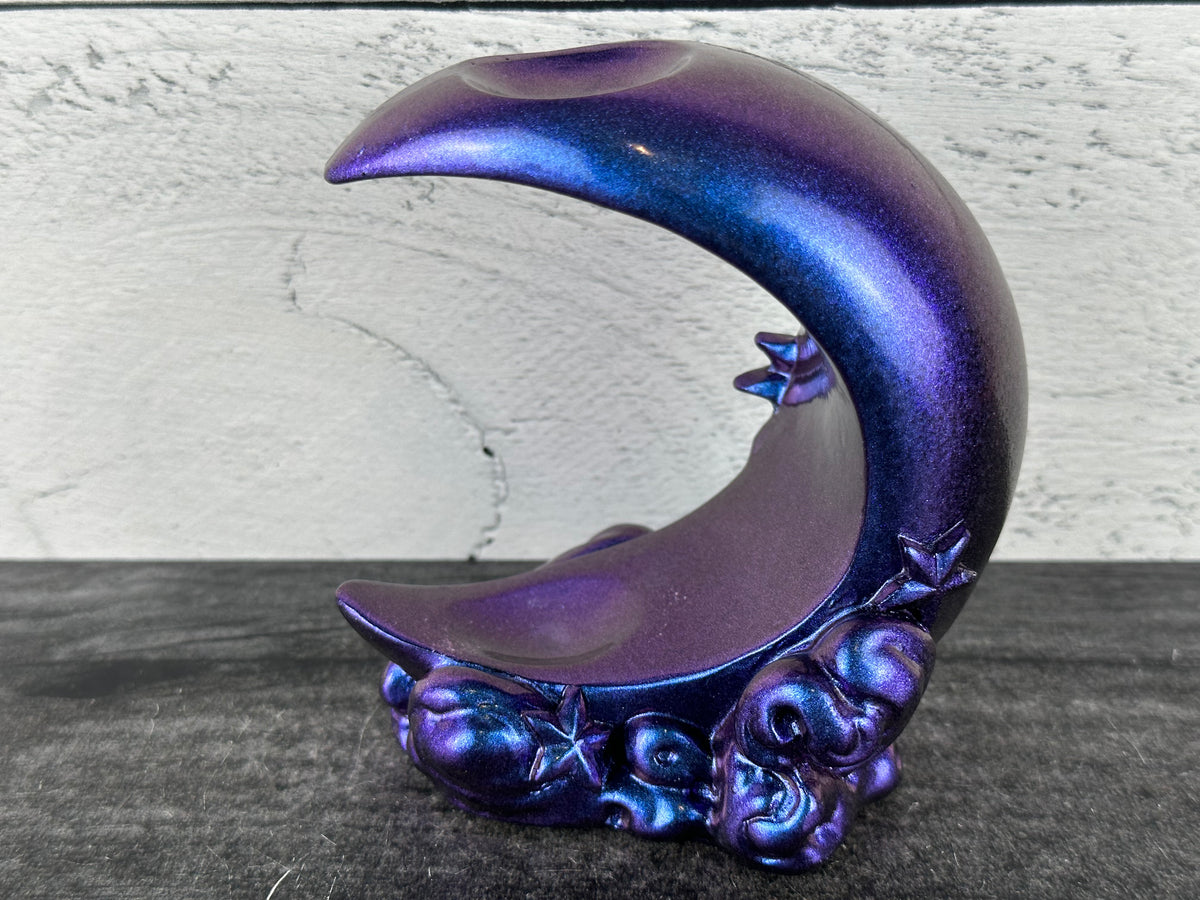 Crescent Moon &amp; Stars on Cloud (4.1&quot;) Double Crystal Sphere Stand