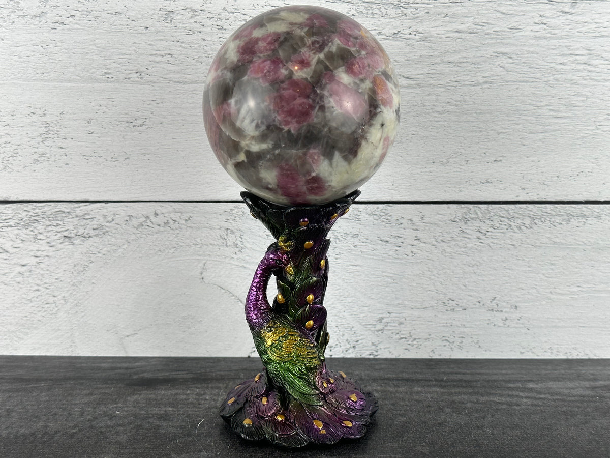 Peacock Bird (5&quot;) Crystal Sphere Stand