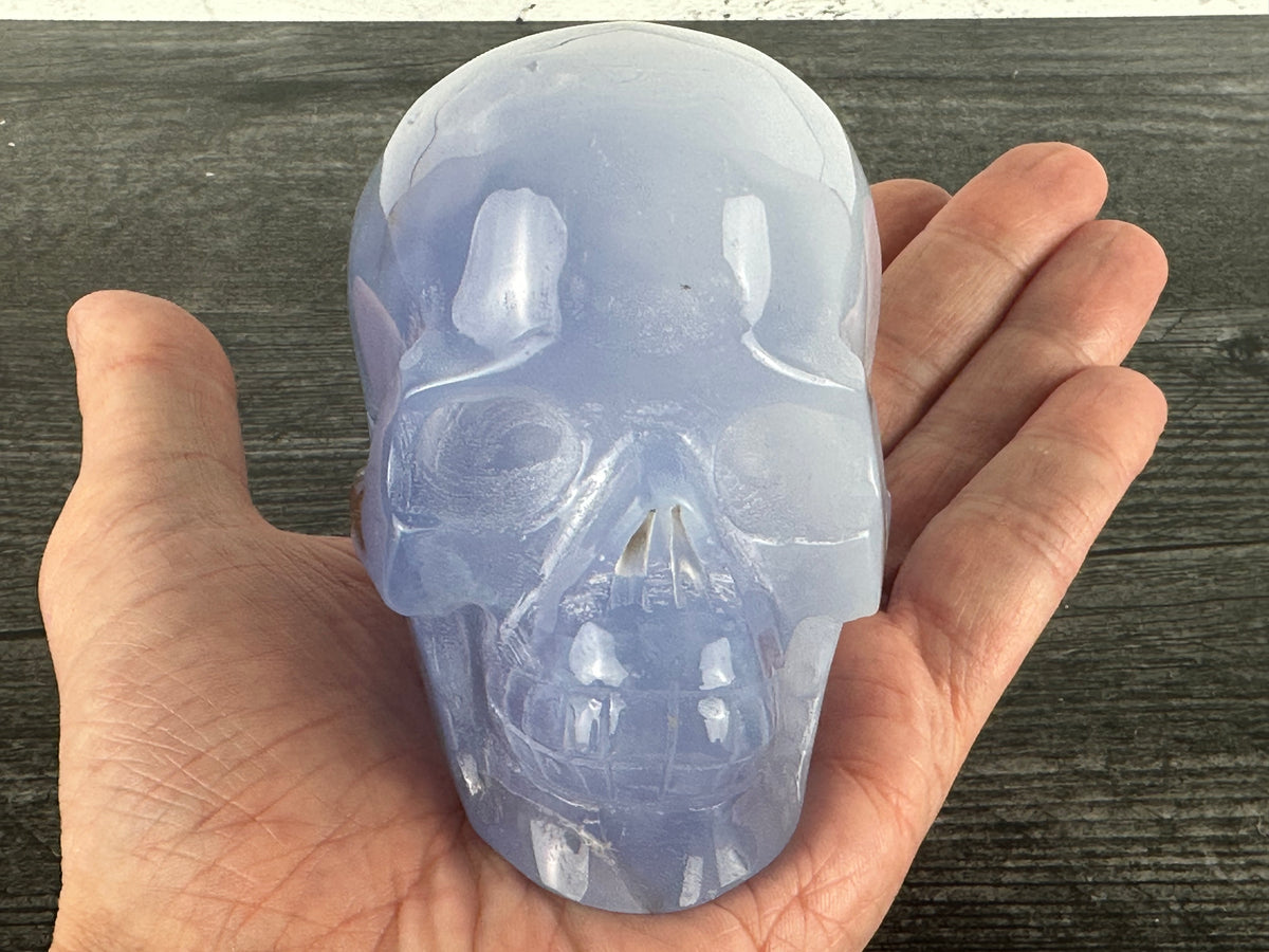 Skull (3.75&quot;) Chalcedony (Large Carved Natural Crystal)
