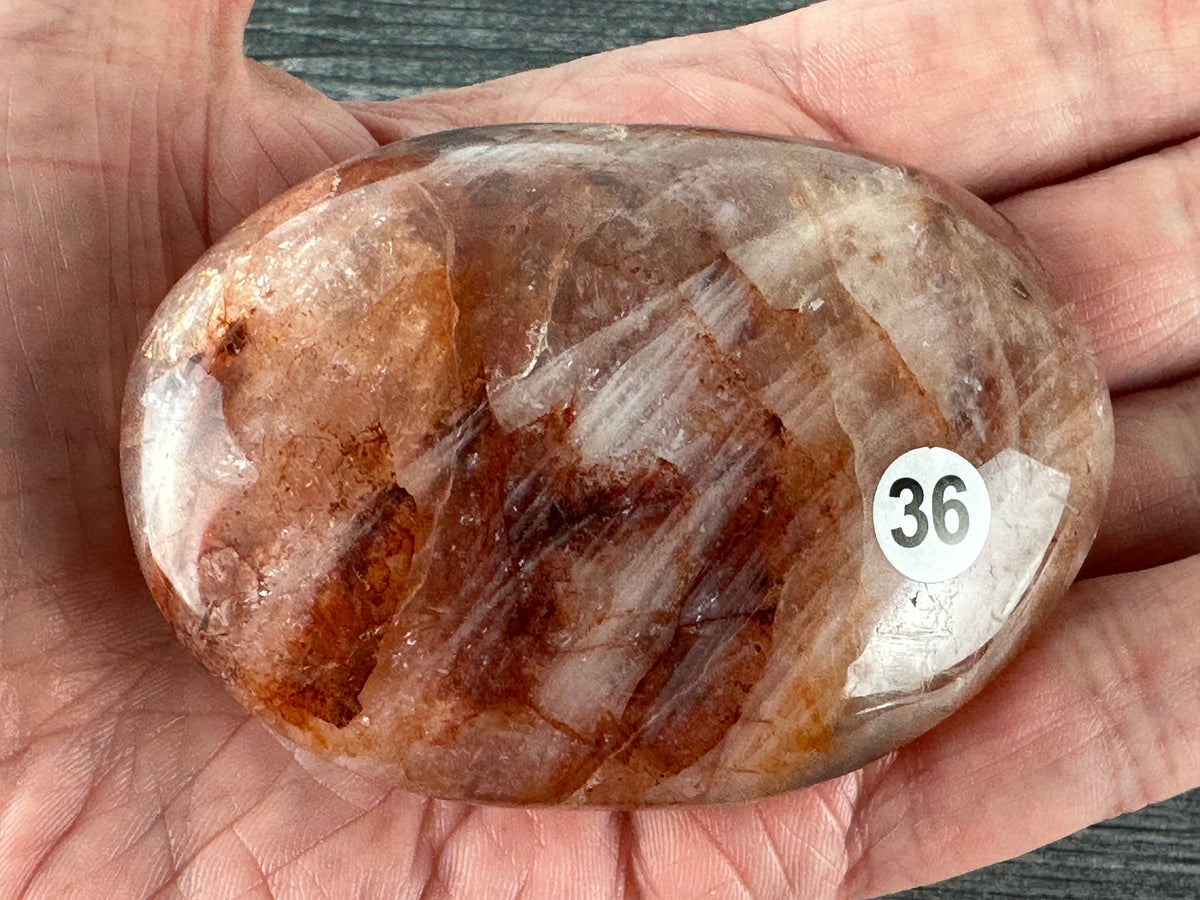 Fire Quartz Palm (Natural Crystal)