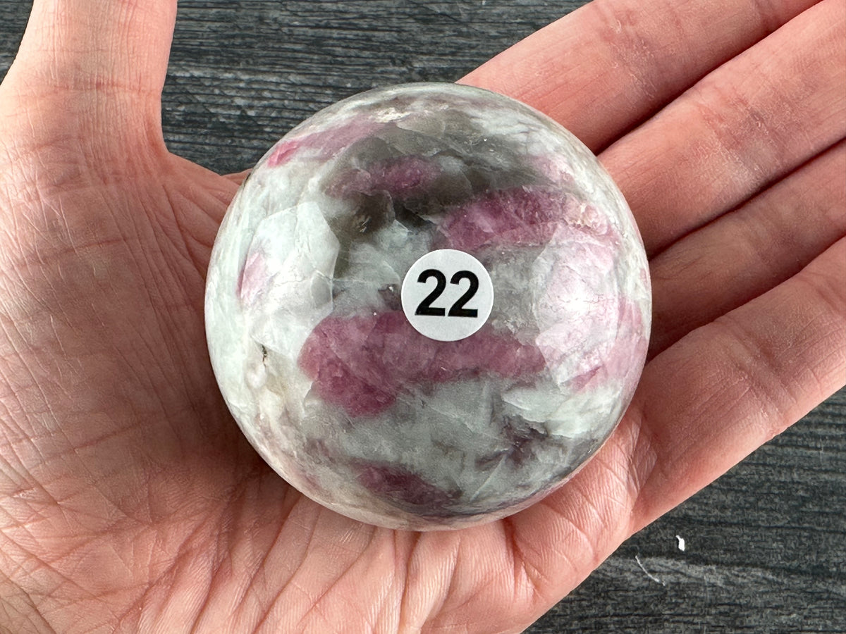 Pink Tourmaline with Smoky Quartz Sphere (Natural Crystal)
