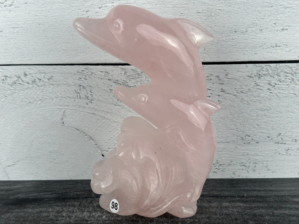 Double Dolphins (6&quot;) - Carved Natural Crystal Animal #98