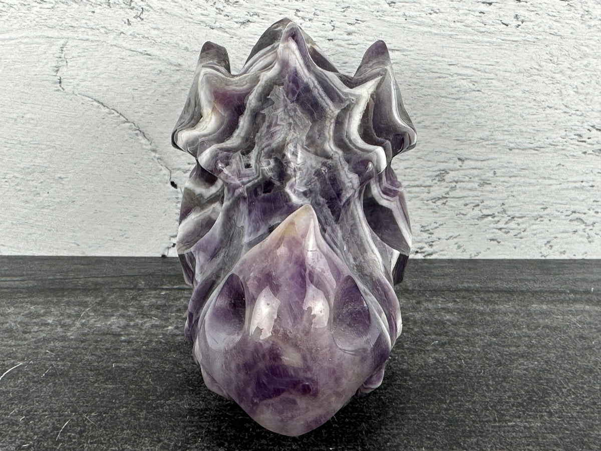 Dragon Head (4.6&quot;) Dream Chevron Amethyst (Carved Natural Crystal)