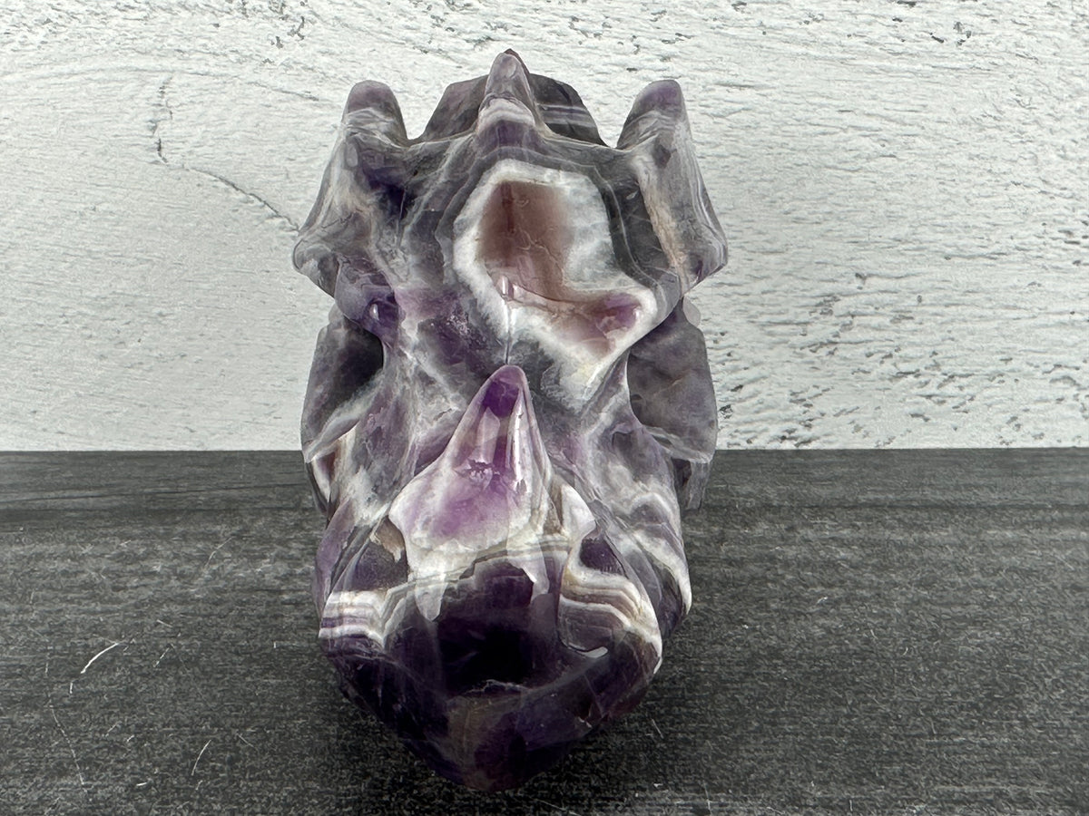 Dragon Head (4.6&quot;) Dream Chevron Amethyst (Carved Natural Crystal)