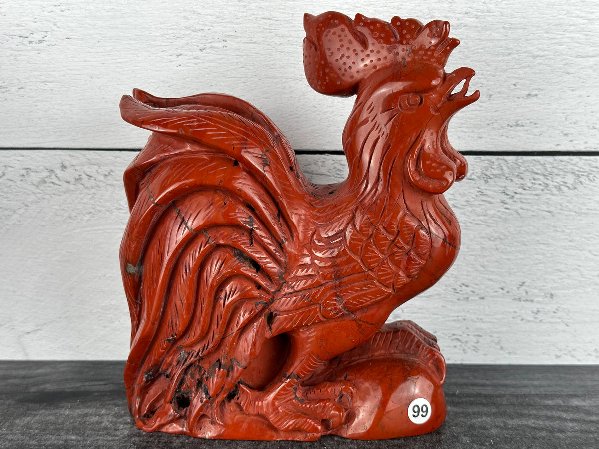 Rooster Chicken (6.25&quot;) Red Jasper (Large Carved Natural Crystal Animal)