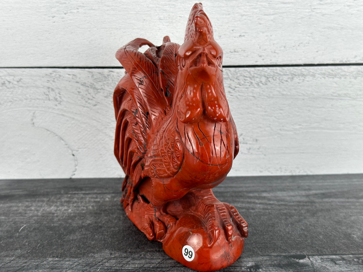 Rooster Chicken (6.25&quot;) Red Jasper (Large Carved Natural Crystal Animal)