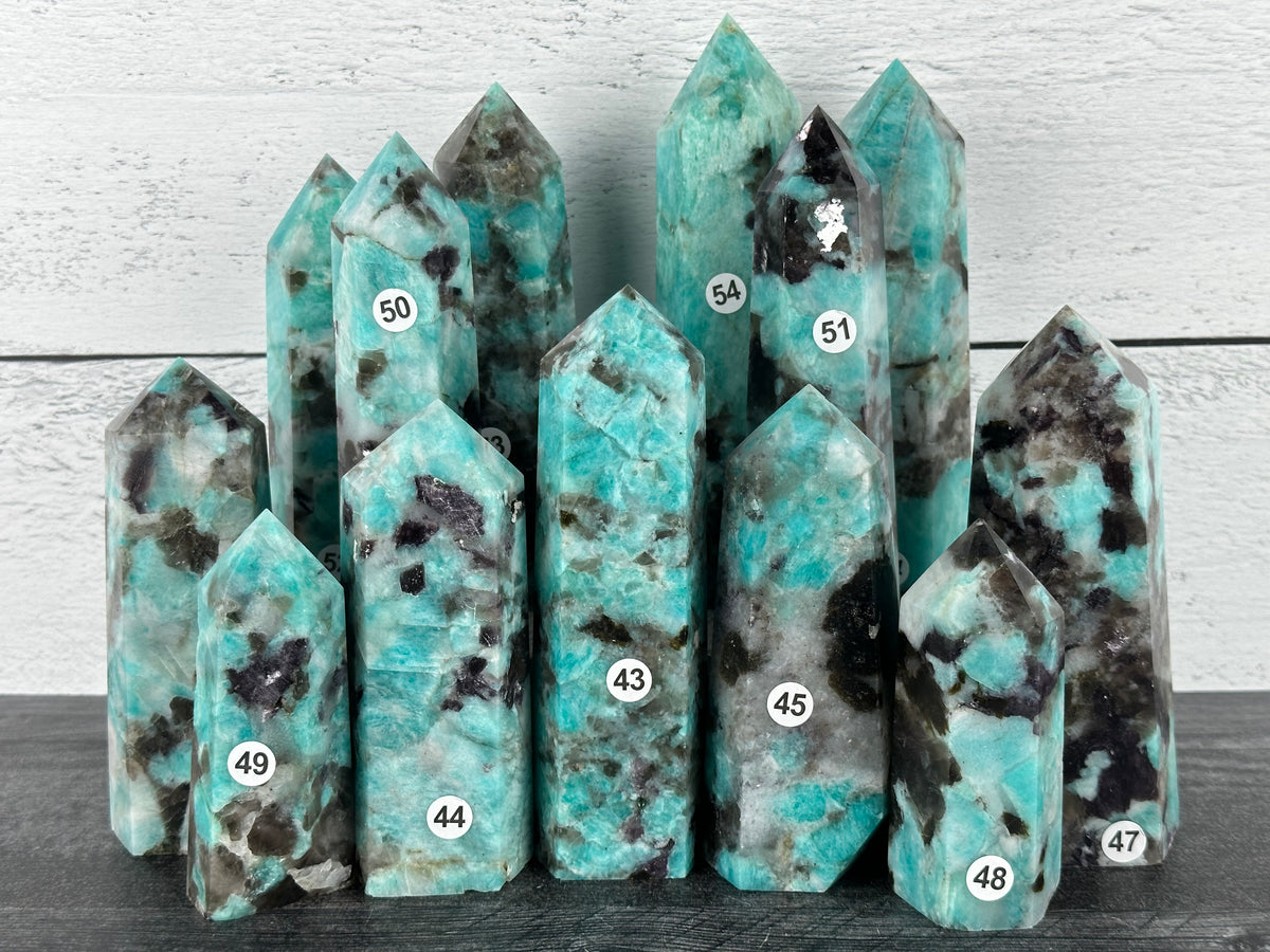 Amazonite with Smoky Quartz Tower (Natural Crystal)