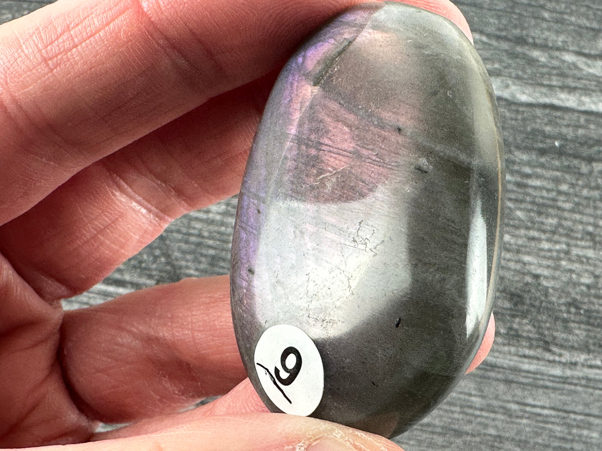 Purple Labradorite Palm with Flash on Both Sides (Natural Crystal)