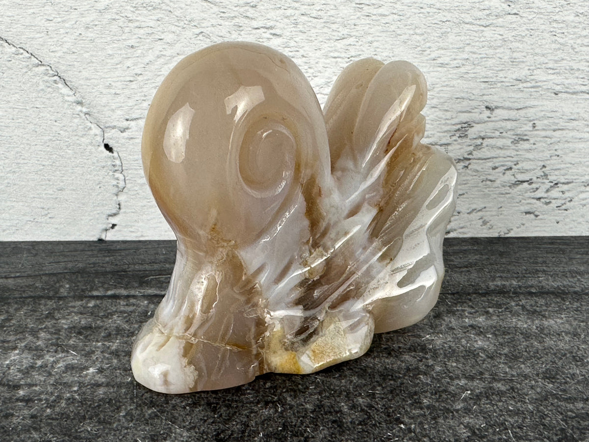 Flower Agate Snail (2.5&quot;) - Carved Natural Crystal Animal