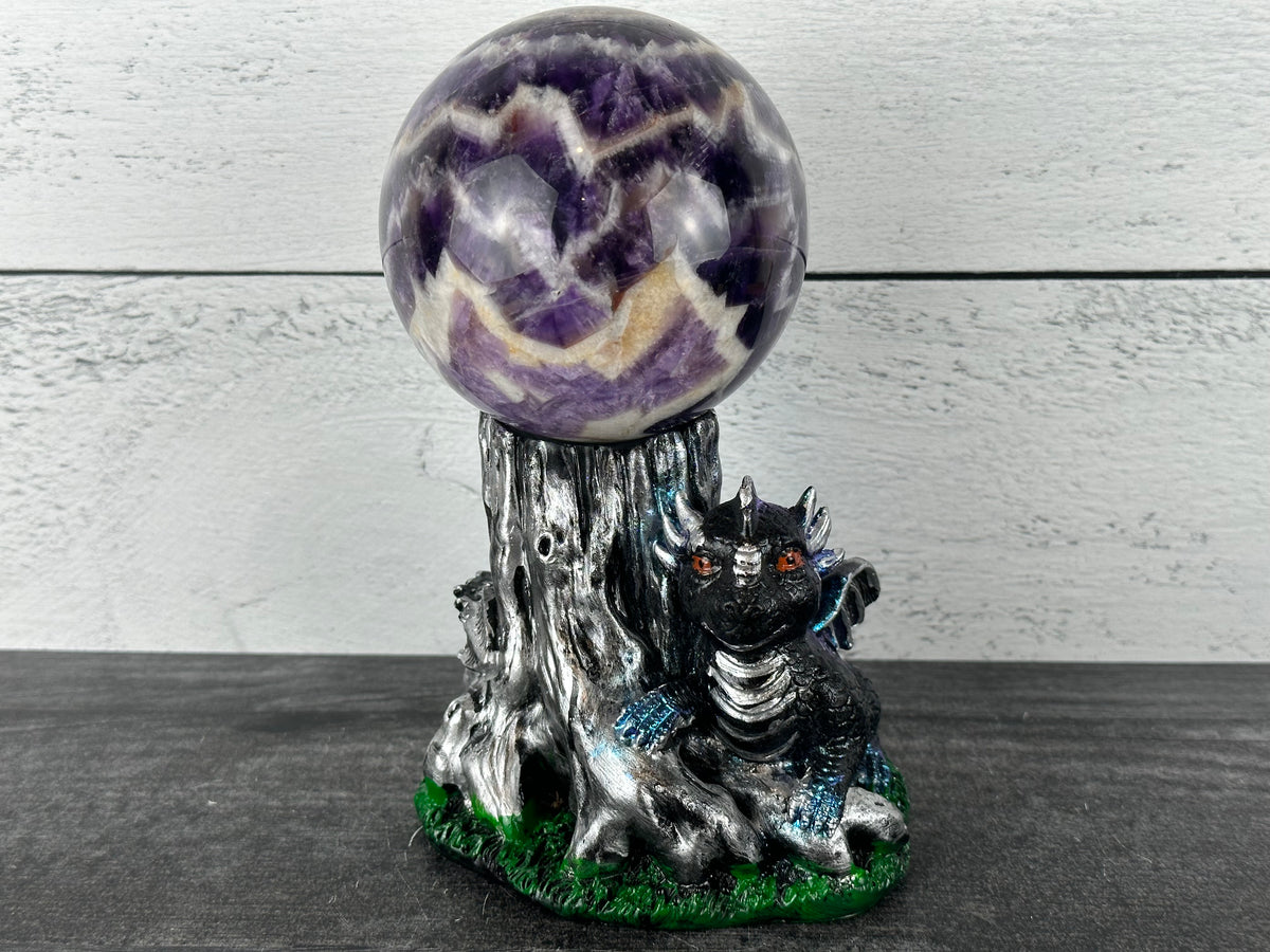 Baby Dragon with Tree Stump (4.25&quot;) Sphere Stand