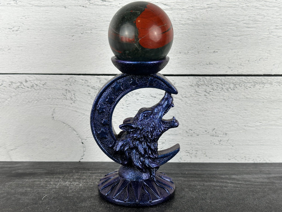 Wolf Moon (5&quot;) Crystal Sphere Stand