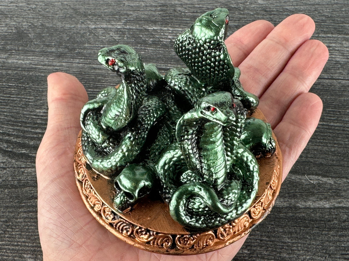Triple Cobra Snake (4&quot;) Crystal Sphere Stand