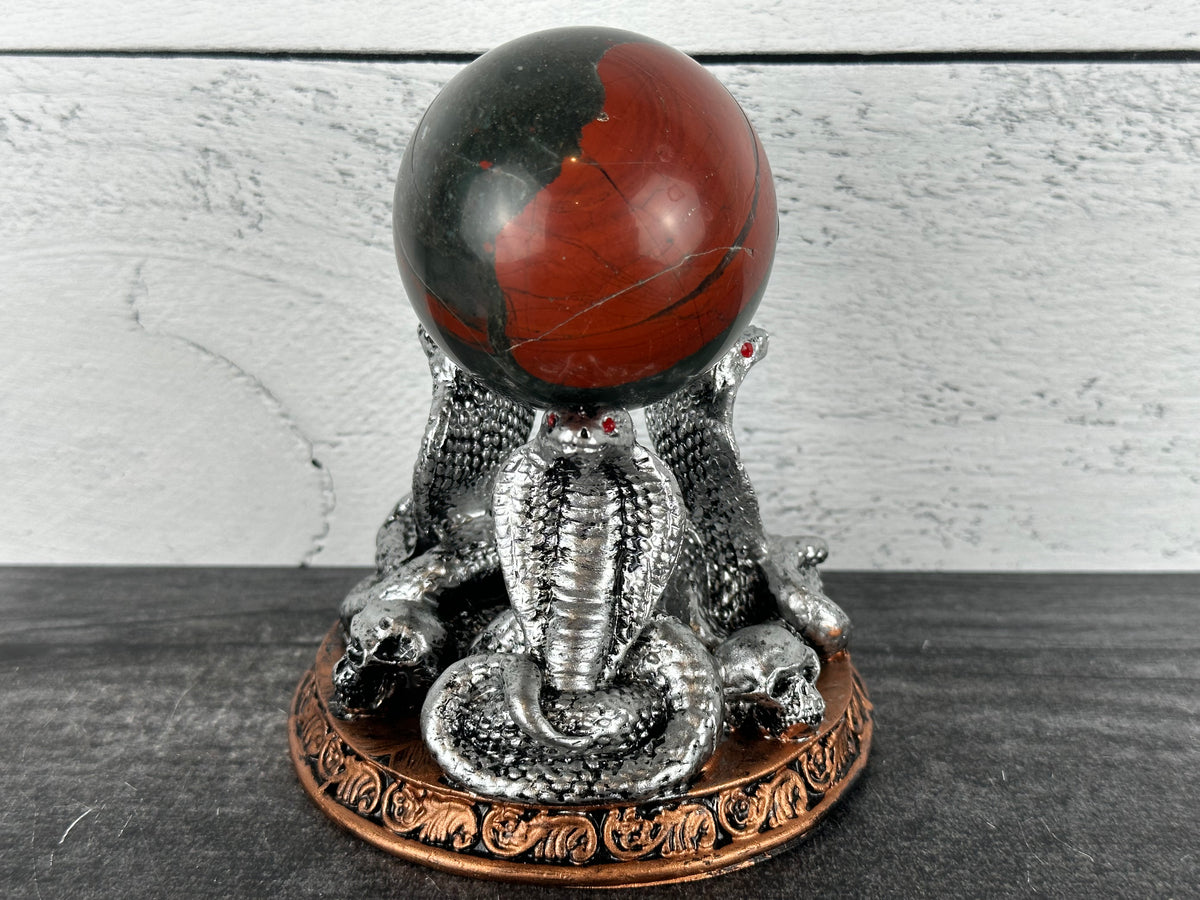 Triple Cobra Snake (4&quot;) Crystal Sphere Stand