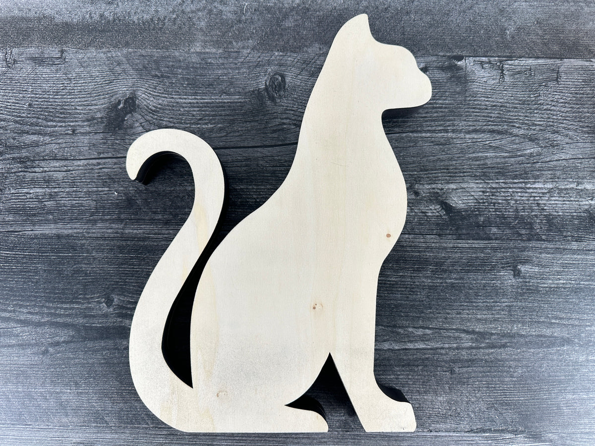 Wood Crystal Display Shelf - Black Cat (13.5&quot;) Long Tail