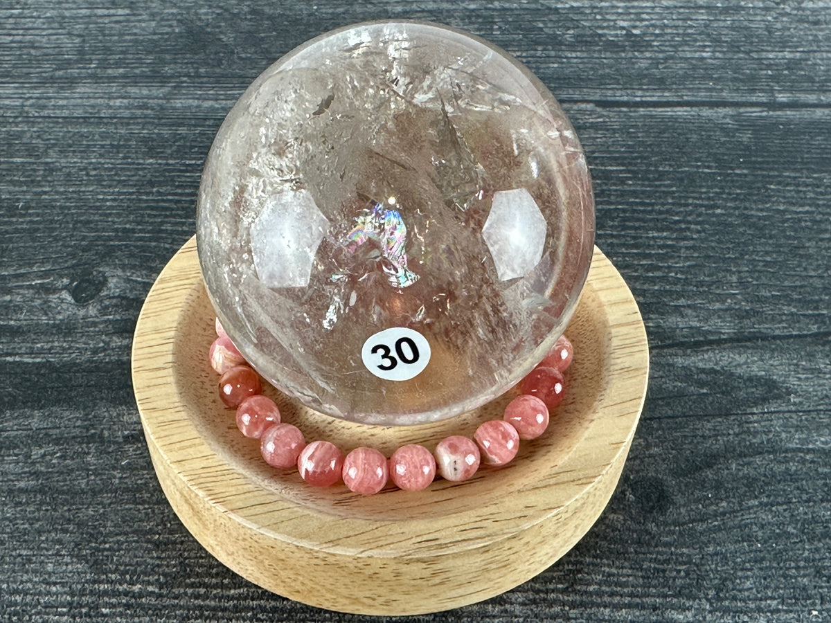 Wood Crystal Bracelet Holder &amp; Sphere Stand (3.75&quot;)