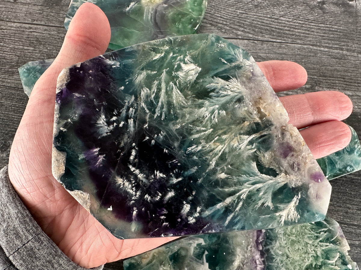 Snowflake Fluorite Slab (Natural Crystal)