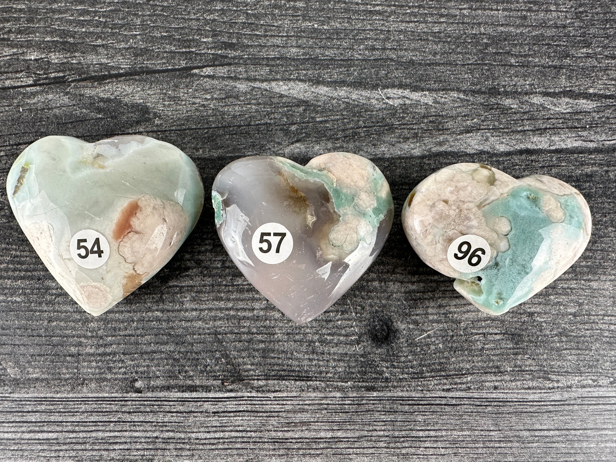 Green Flower Agate Heart (Natural Crystal)