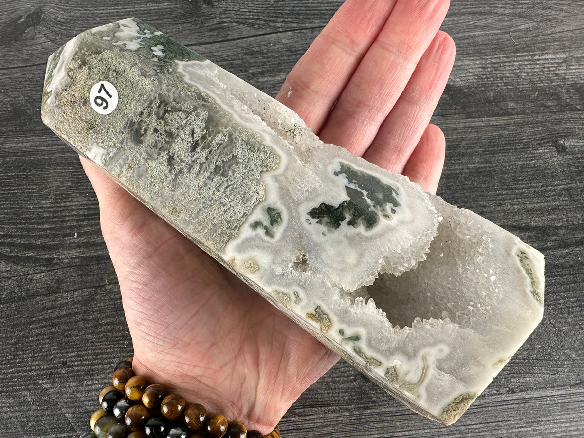 Moss Agate Large Tower (Natural Crystal)