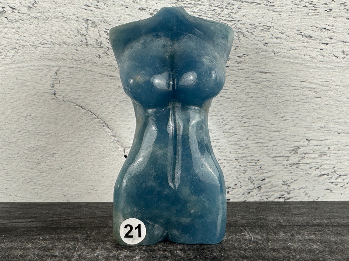 Goddess Female Body (3-3.5&quot;) Blue Onyx Carved Natural Crystal Woman&#39;s Figure