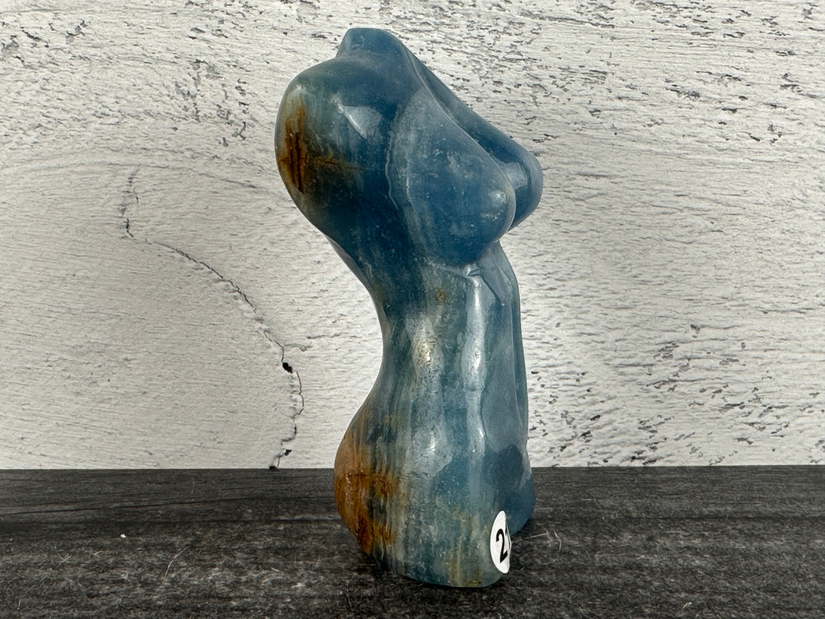 Goddess Female Body (3-3.5&quot;) Blue Onyx Carved Natural Crystal Woman&#39;s Figure
